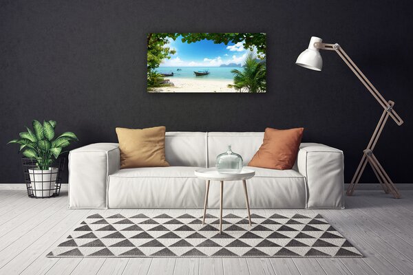 Quadro su tela Paesaggio della barca del mare 100x50 cm