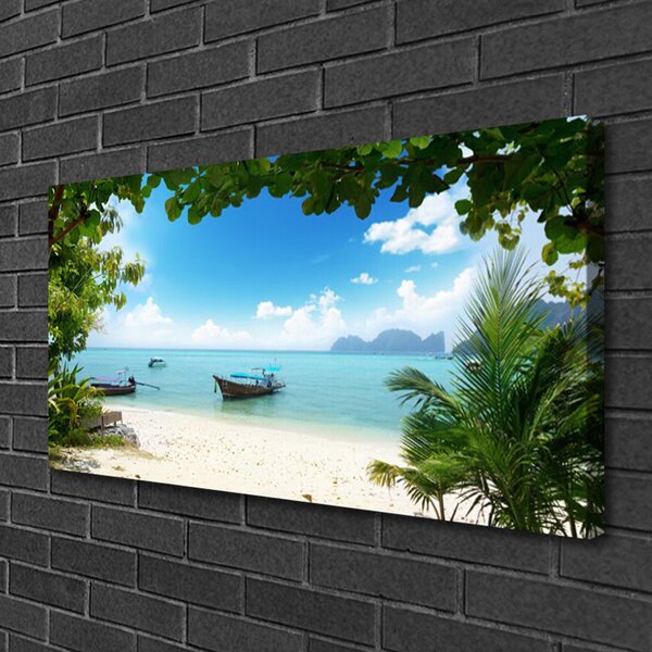 Quadro su tela Paesaggio della barca del mare 100x50 cm
