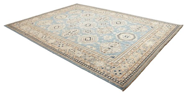 Kazak Fine Pakistan Cornice Blu Cielo Crema Beige Blu Scuro Marrone 249x340 Cm