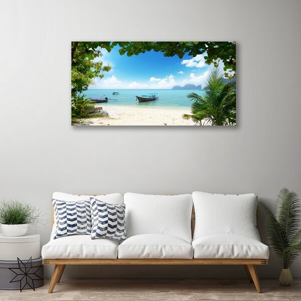 Quadro su tela Paesaggio della barca del mare 100x50 cm