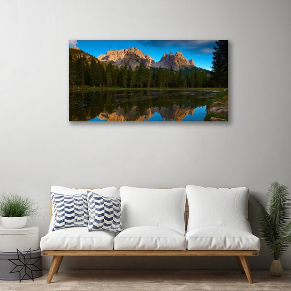 Quadro su tela Paesaggio del lago forestale 100x50 cm