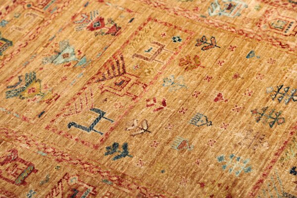 Rubin Pakistan Cornice Giallo Oro Terracotta Rosso Corallo Blu Teal Verde Olivo 78x113 Cm
