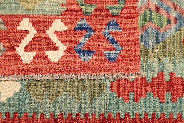 Kilim Afghanistan Cornice Corallo Turchese 99x148 Cm