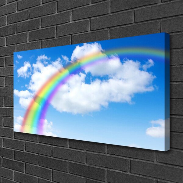 Quadro stampa su tela Arcobaleno Cielo Nuvole Natura 100x50 cm