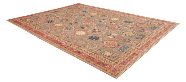 Tribal Pakistan Cornice Grigio Tortora Rosso Terracotta Blu Zaffiro Giallo Ocra 277x370 Cm