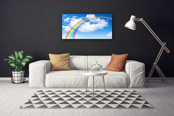 Quadro stampa su tela Arcobaleno Cielo Nuvole Natura 100x50 cm