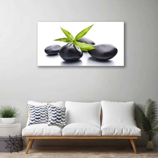 Quadro su tela Pietre, foglie, arte 100x50 cm