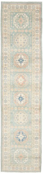 Kazak Afghanistan Cornice Azzurro Tenue Crema 83x354 cm