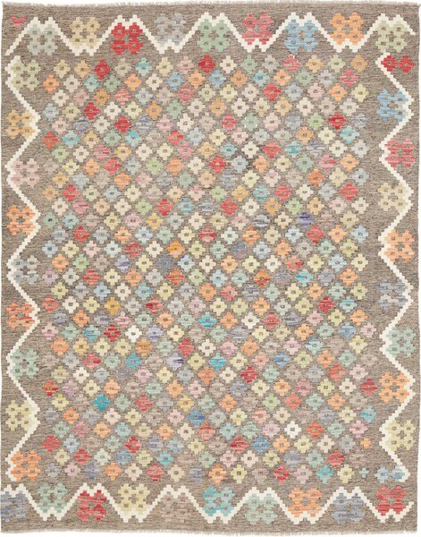 Kilim Afghanistan Astratto Grigio Terra Multi Colore Arcobaleno Pastello 156x193 Cm