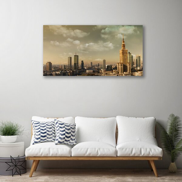 Quadro stampa su tela Case di città 100x50 cm