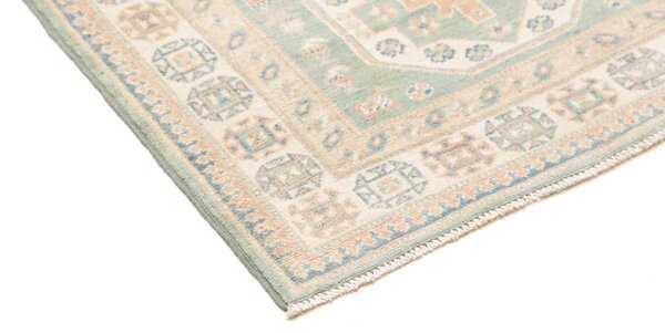 Kazak Afghanistan Cornice Azzurro Tenue Crema 83x354 cm