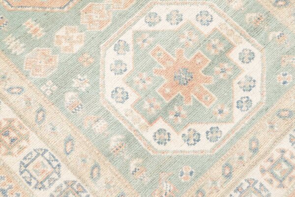 Kazak Afghanistan Cornice Azzurro Tenue Crema 83x354 cm