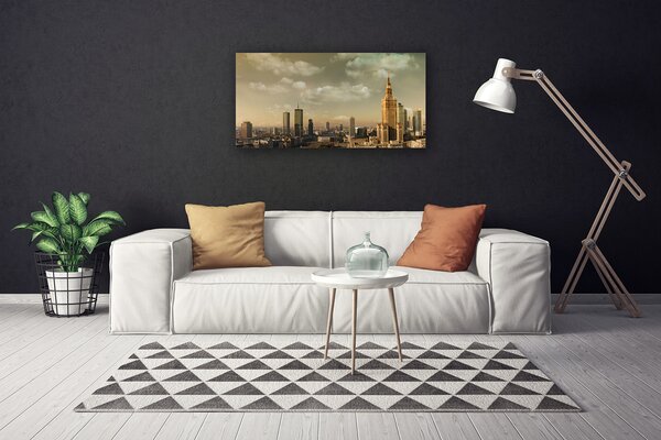 Quadro stampa su tela Case di città 100x50 cm