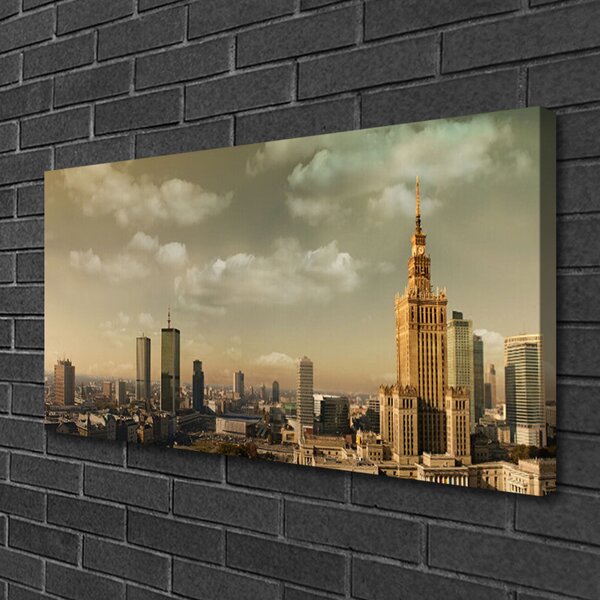 Quadro stampa su tela Case di città 100x50 cm