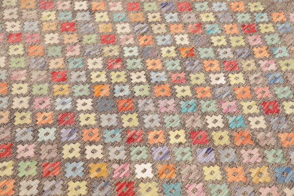 Kilim Afghanistan Astratto Grigio Terra Multi Colore Arcobaleno Pastello 156x193 Cm