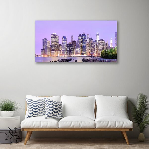 Quadro su tela Case di città 100x50 cm