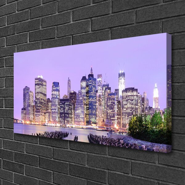 Quadro su tela Case di città 100x50 cm