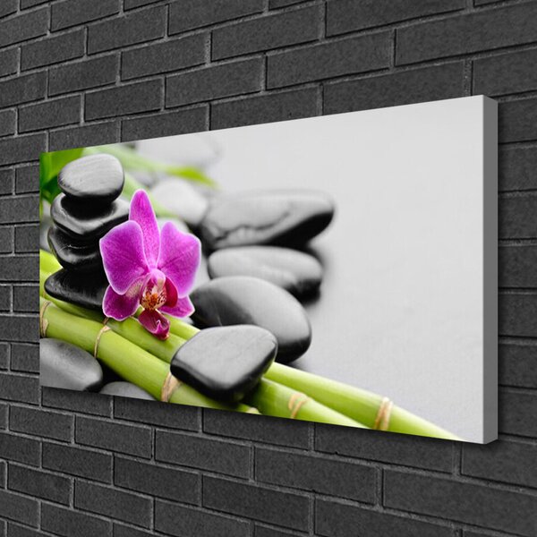 Stampa quadro su tela pietre di fiori di bambù art 100x50 cm