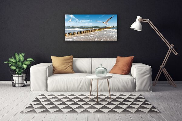 Quadro su tela Paesaggio del mare dei gabbiani 100x50 cm
