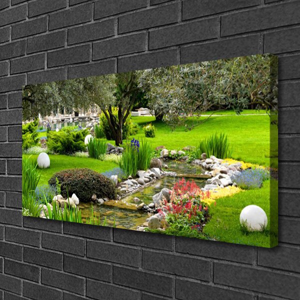 Quadro su tela Giardino Natura Albero Fiori 100x50 cm