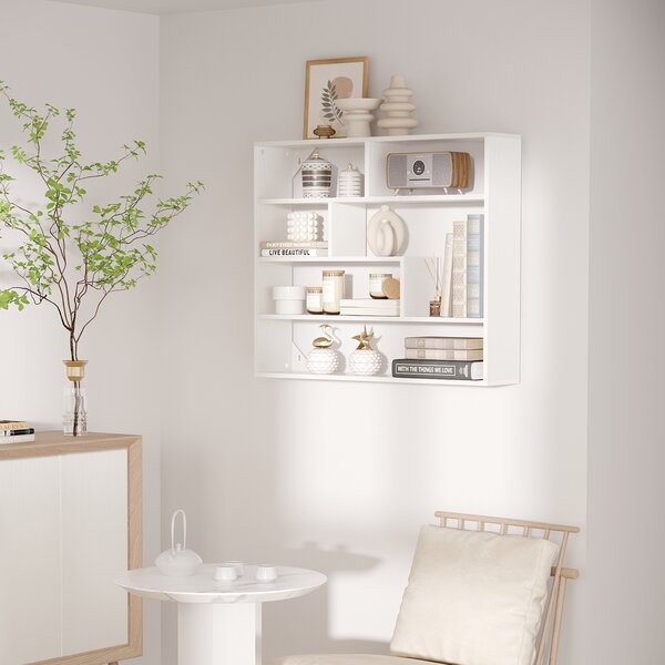 HOMCOM Libreria a Muro Moderna in Legno a 4 Livelli, 94x19.5x80cm, Bianco|Aosom