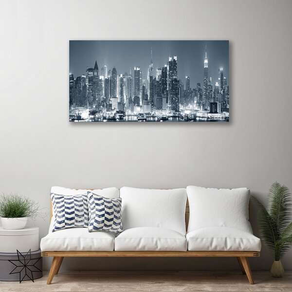 Quadro stampa su tela Case di città 100x50 cm