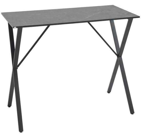 HOMCOM Bancone Bar e Tavolo Alto Stile Moderno Industriale Effetto Marmo Tavolo in Legno e Acciaio 120x60x102 cm Nero|Aosom