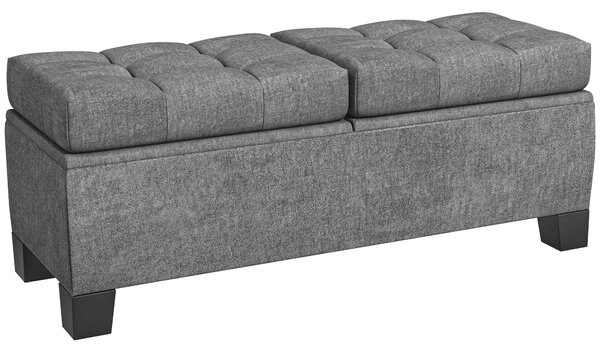 HOMCOM Cassapanca Contenitore in Tessuto con Imbottitura Trapuntata e Cerniera, per Fondoletto e ingresso, 116x41x47cm, Grigio|Aosom Italy