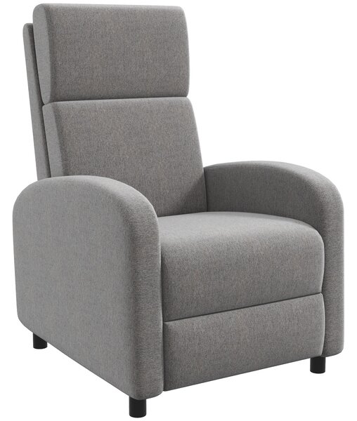 HOMCOM Poltrona Relax Reclinabile Manualmente con Braccioli Quadrati e Poggiapiedi, Imbottita e in Tessuto Lino, 64x86x102 cm, Grigio | Aosom Italy