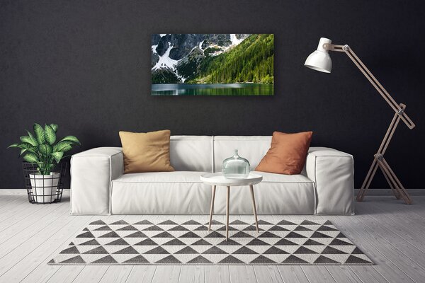 Quadro su tela Paesaggio di montagna del lago forestale 100x50 cm