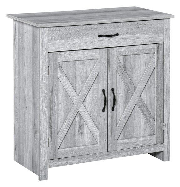 HOMCOM Credenza Cucina Country con Armadietto a 2 Ante e Cassetto, 80x39.7x80cm, Grigio|Aosom