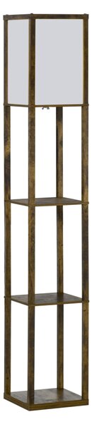 HOMCOM Lampada da Terra con 3 Mensole Integrate, Attacco E27 Potenza 40W, 26x26x160cm, Colore Legno