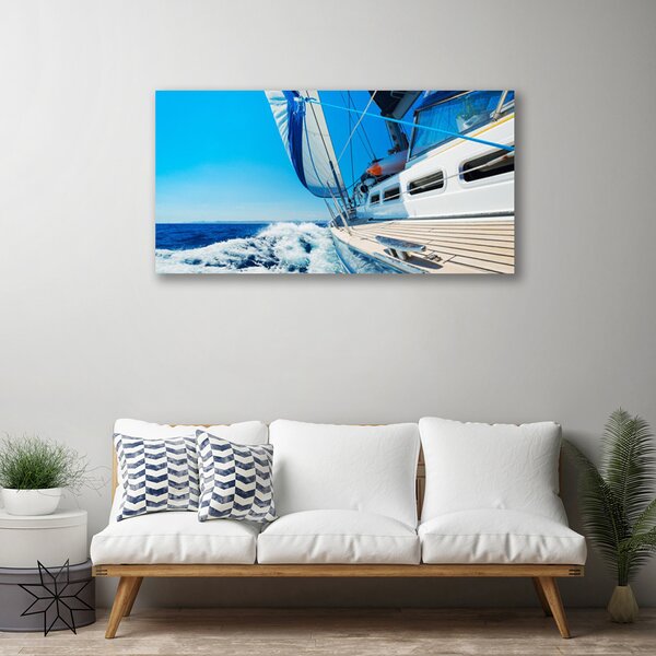 Quadro su tela Paesaggio marino in barca 100x50 cm