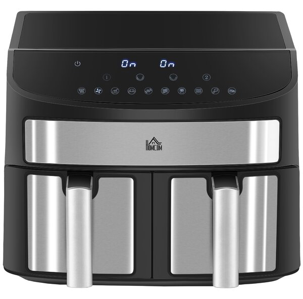 HOMCOM Friggitrice ad Aria 8L con Timer e Temperatura Regolabile, in Acciaio e Plastica, 38.8L x 36.3x31.1 cm, Nero|Aosom