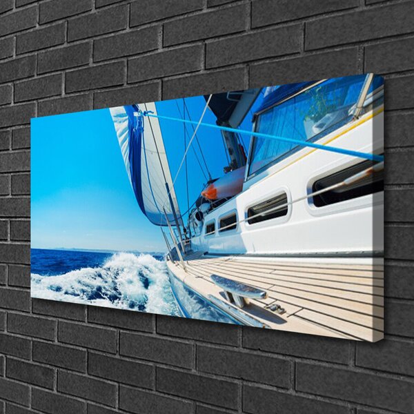 Quadro su tela Paesaggio marino in barca 100x50 cm