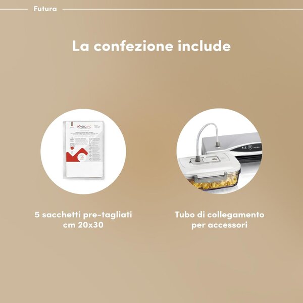 Magic Vac Macchina per sottovuoto Automatica Potenza 140 watt Barra 30 cm colore Bianco - VB13PK1