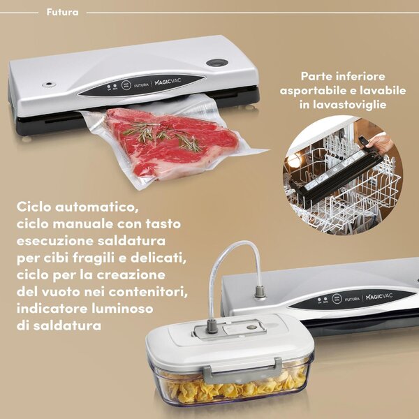 Magic Vac Macchina per sottovuoto Automatica Potenza 140 watt Barra 30 cm colore Bianco - VB13PK1