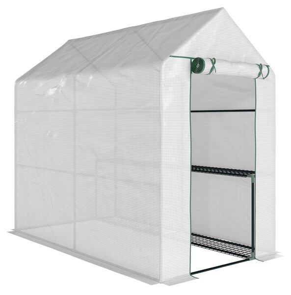 Outsunny Serra per orto da Giardino con Rivestimento in PE, Porta a Cerniera e 4 Ripiani, 186x120x190cm, Bianco | Aosom Italy
