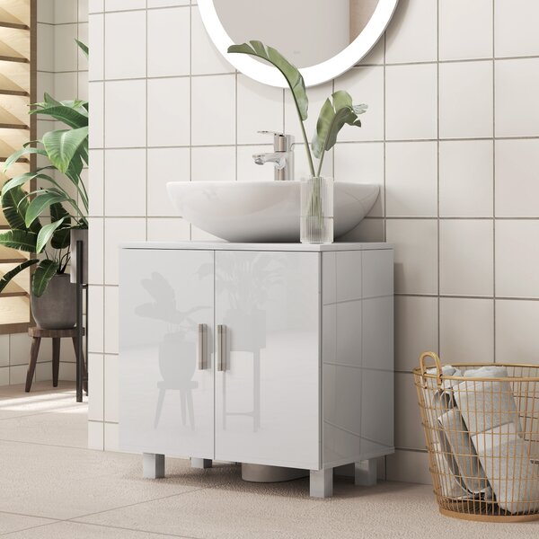 HOMCOM Mobile Sotto Lavabo Bagno a 2 Ante con Ripiano Centrale, in MDF, 60x35x60 cm, Bianco