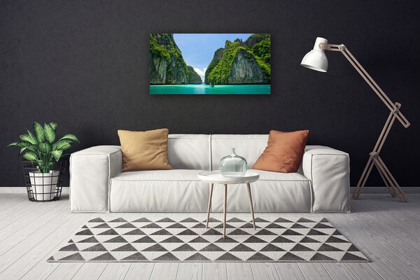 Quadro su tela Montagne, acqua, paesaggio della baia 100x50 cm