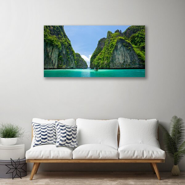 Quadro su tela Montagne, acqua, paesaggio della baia 100x50 cm