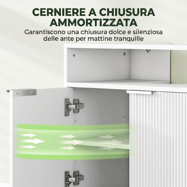 HOMCOM Mobile Sotto Lavabo Bagno con Ripiano Interno Regolabile e Ripiano Aperto, in Legno, 60x33x63 cm, Bianco | Aosom Italy