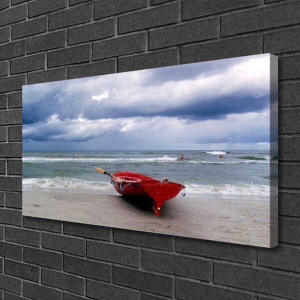 Quadro su tela Barca, Spiaggia, Mare, Paesaggio 100x50 cm