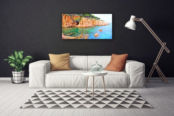 Quadro su tela Paesaggio marino di rocce 100x50 cm