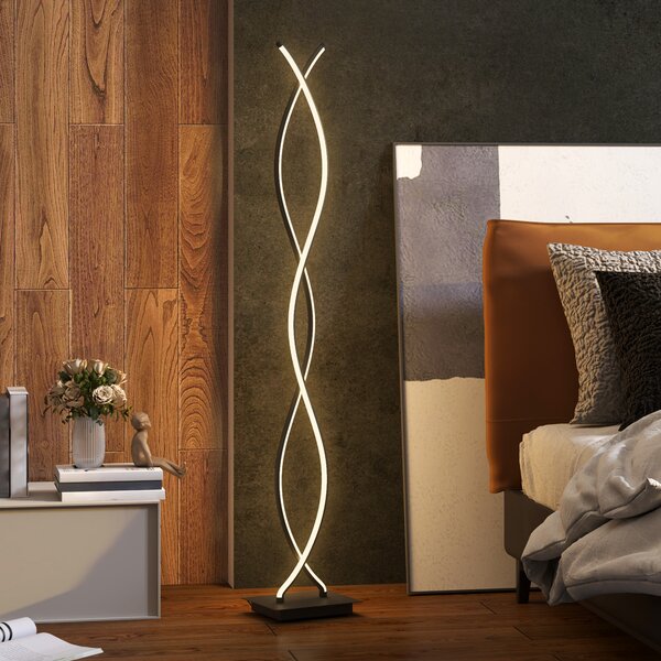 HOMCOM Lampada da Terra LED a Doppia Spirale, Lampada da Salotto con Luminosità Regolabile, Interruttore a Pedale, Nero | Aosom Italy
