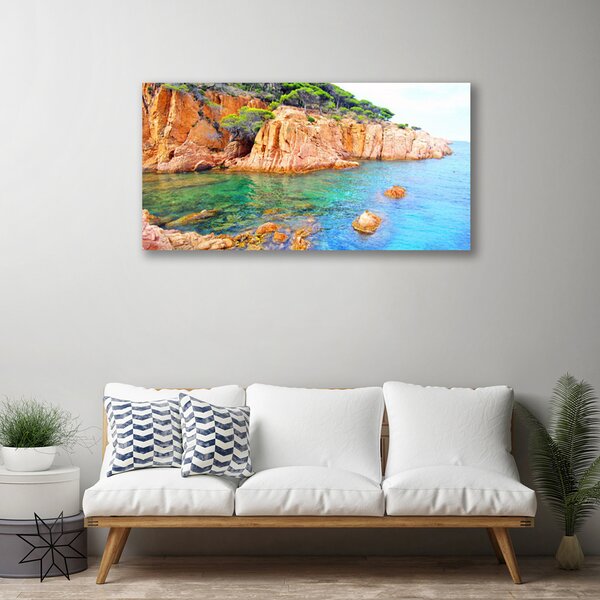 Quadro su tela Paesaggio marino di rocce 100x50 cm