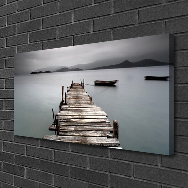 Quadro su tela Architettura del ponte sul mare 100x50 cm
