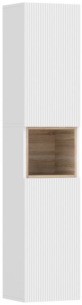 HOMCOM Mobile da Bagno a 2 Ante con Spazio Aperto e Ripiani Regolabili, in Legno, 30x24x140 cm, Bianco | Aosom Italy