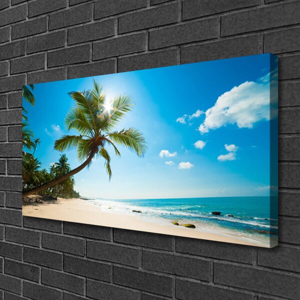 Stampa quadro su tela Paesaggio della spiaggia della palma 100x50 cm