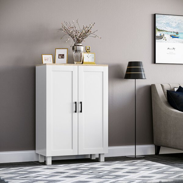 HOMCOM Credenza stile nordico con 2 ante, ripiano regolabile e base rialzata, 60x30x90 cm, bianco | Aosom Italy